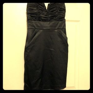 Shiny Black Strapless Dress